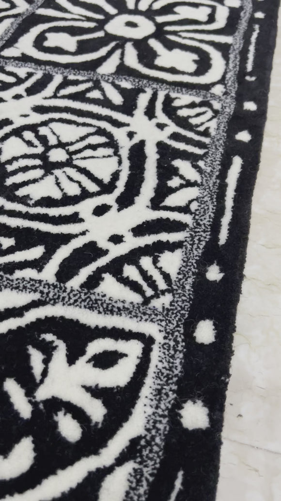hand tufted monochrome carpet in black and white 